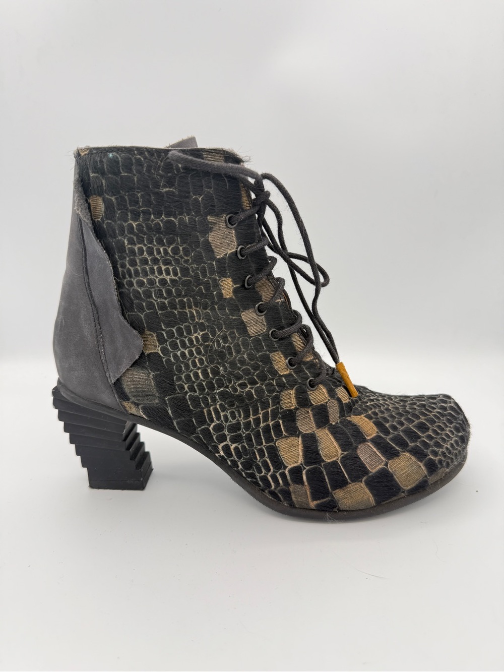 Pupucei Calf hair textured Bootie Architectural Maximalist Funky Whimisgoth  39